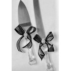 Black and Silver 2-Piece Cake and Server Set Hand-Crafted All Occasion Wedding Sweet 16 Onlinepartycenter Design